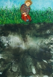 Das Kind, das sich nach Amerika durchbuddeln möchte, Öl auf Leinwand, 250 x 170 cm, 2006
