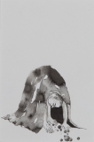 Einschlafen, Pinselzeichnung, Tusche auf Papier, 18,3 x 12 cm, 2009