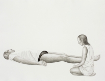 Mutter und Sohn, Pinselzeichnung, Tusche auf Papier, 52 x 67 cm, 2016