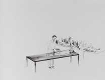 Wizażysta umarłych, rysunek pędzlem, tusz na papierze, 52 x 67 cm, 2012