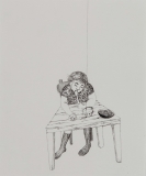 While Eating, technical pen on paper, 20,4 x 17 cm, 2008